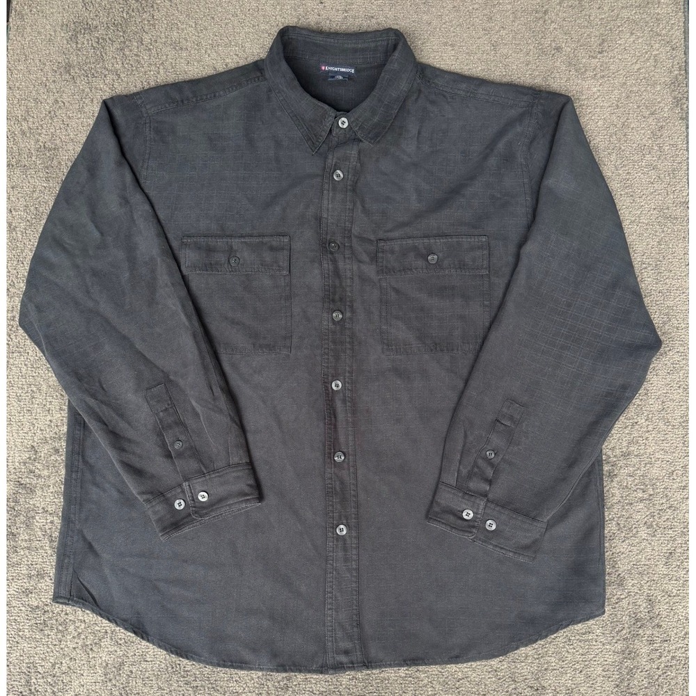 Knightsbridge Mens XL Gray Long Sleeve Button Down Textured Work Shirt
